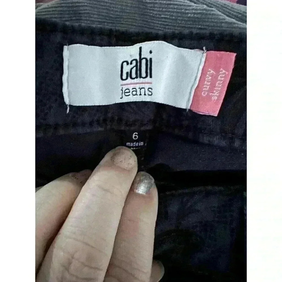 Cabi Skinny Jeans Womens 6 Curvy Mid Rise Stretchy Denim Lace Print Navy Blue - Picture 5 of 8